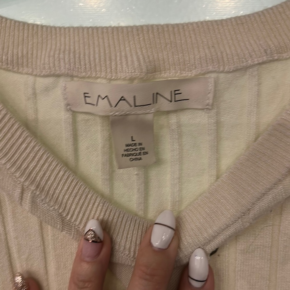 Cream Ribbed Tie Front Hoodie - Picture 2 of 4